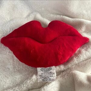 Fuzzy Red Lips Pillow Plush Novelty Accent Throw Pillow